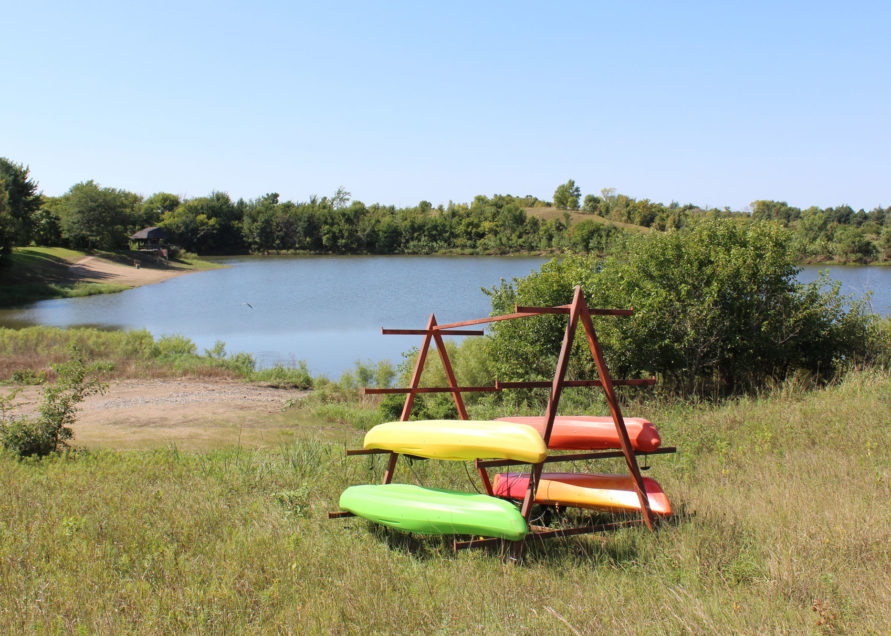 Canoe rack and lake