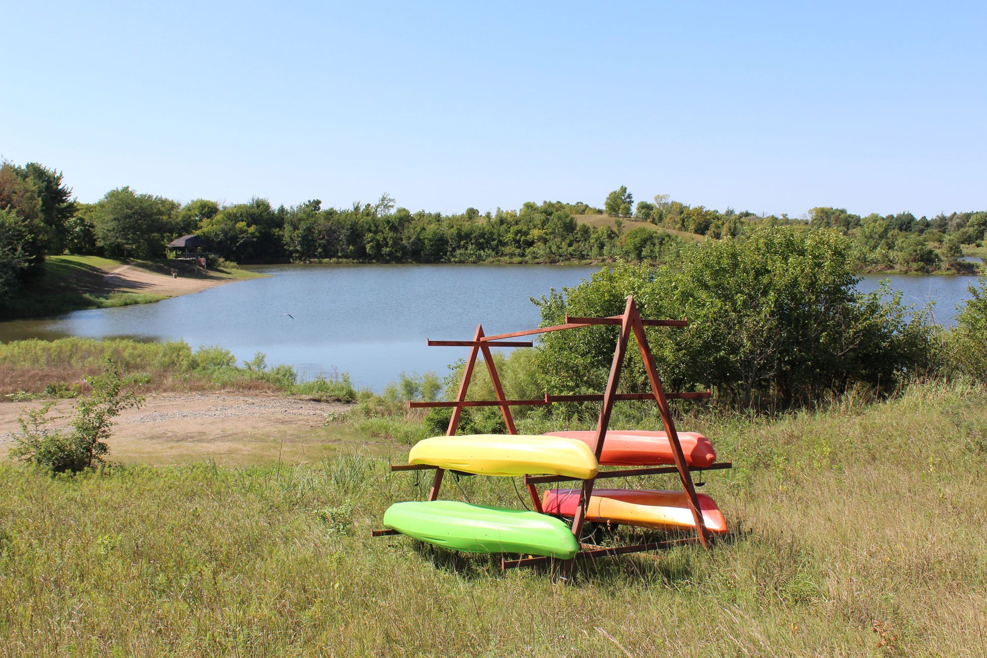 Canoe rack and lake